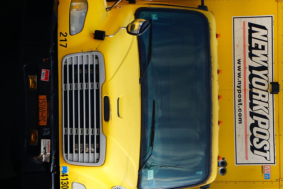 truck, yellow, mode of transportation, no people, public transportation HD wallpaper