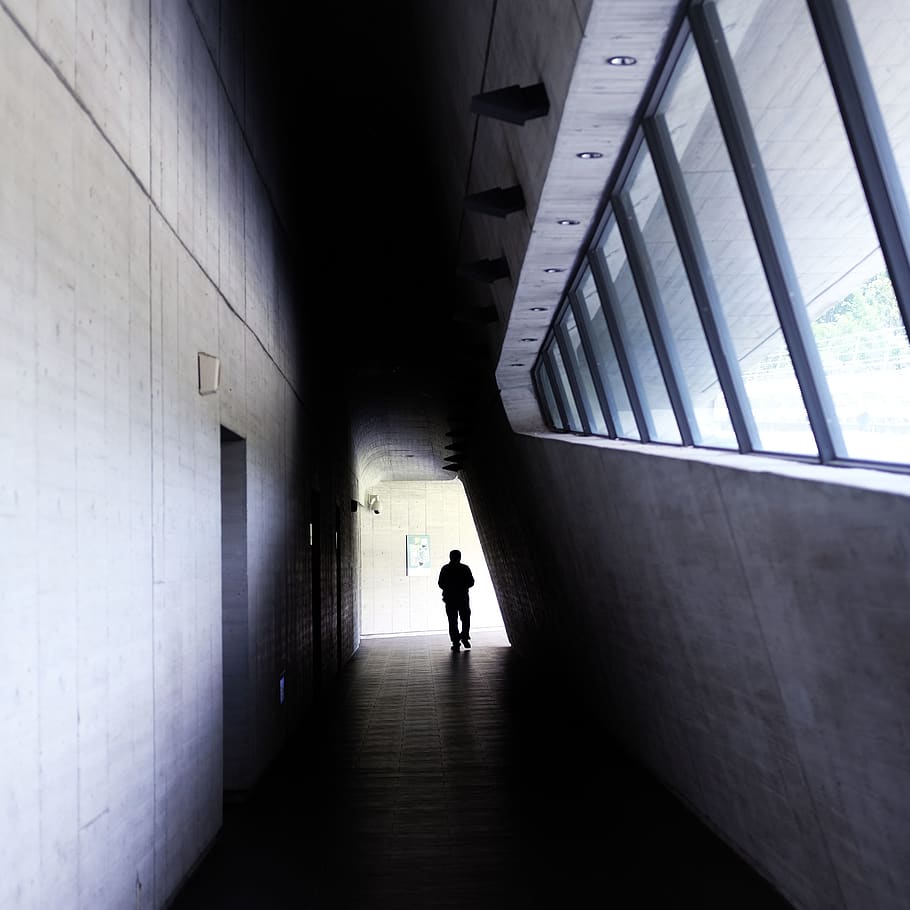 light, shadow, one person, architecture, walking, silhouette HD wallpaper