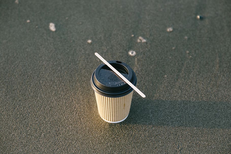 Black and Brown Paper Cup, coffee, coffee cup, colors, container HD wallpaper