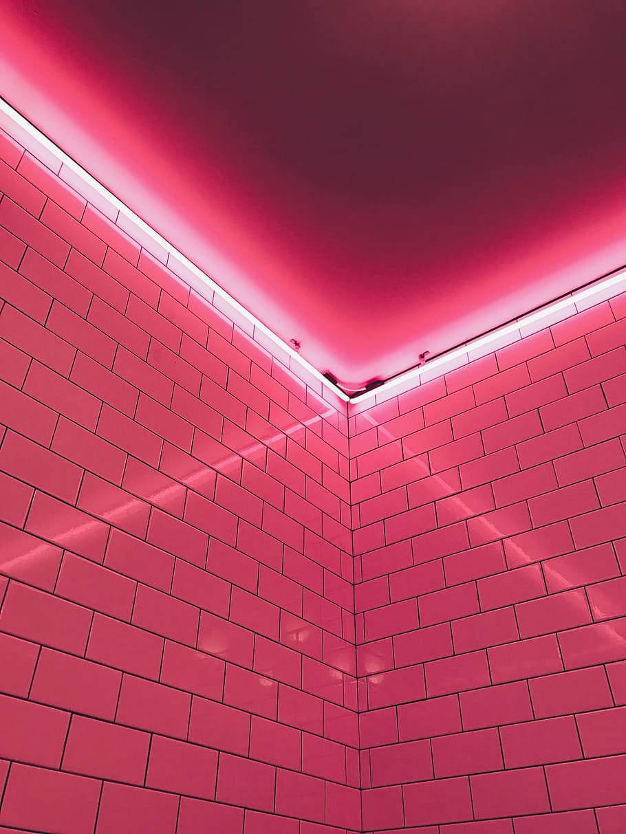 Pink Light Fixture, lights, pattern, tiles, wall, architecture HD wallpaper