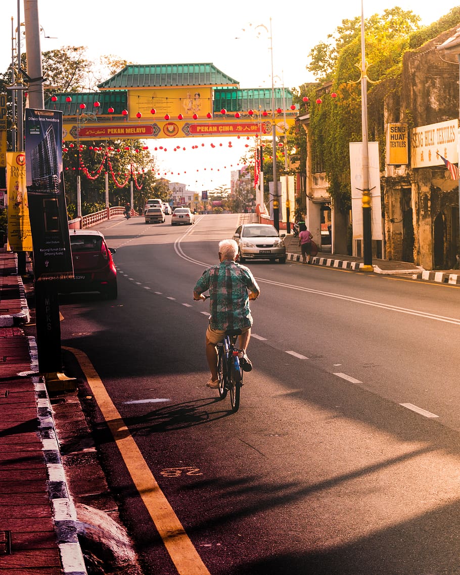 man riding bicycle on road, transportation, real people, one person HD wallpaper