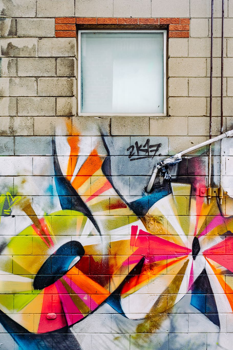 Closed Clear Glass Window, art, artistic, colors, graffiti, wall HD wallpaper
