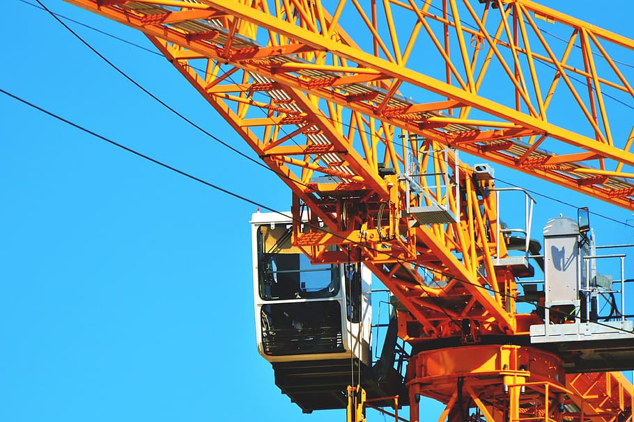 Crane Construction, various, industrial, industry, clear sky HD wallpaper
