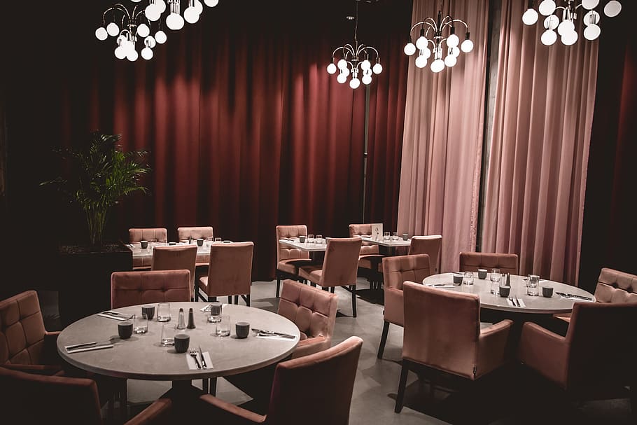 sweden, malmö, 20s, art deco, art noveau, empty, pink, tables HD wallpaper