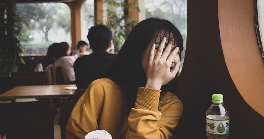 Woman Covering Her Face, bottle, drink, fun, girl, indoors, people HD wallpaper