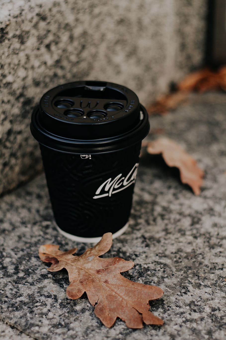 black and white Mccafe disposable cup, no people, black color, HD wallpaper