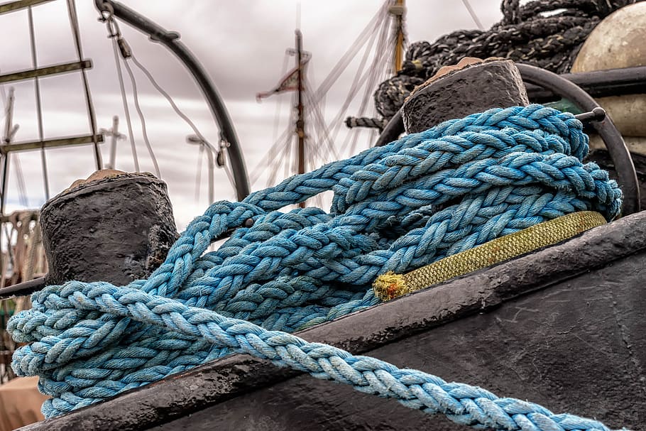 Blue Rope on Black Panel during Daytime, close-up, nautical vessel HD wallpaper