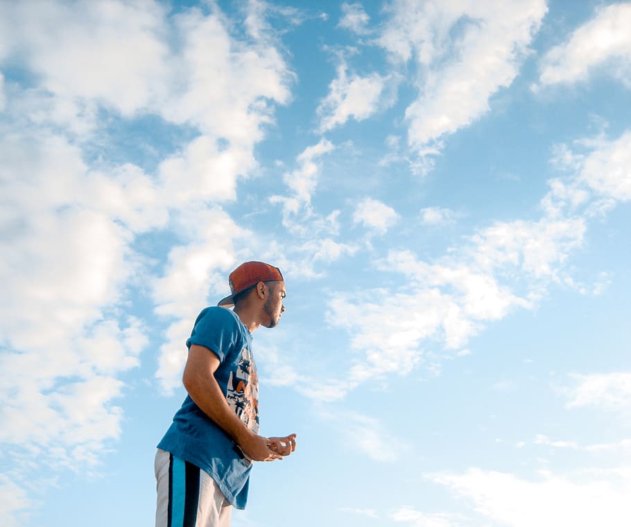 self, portrait, against, light, clouds, sky, cloud - sky, one person HD wallpaper
