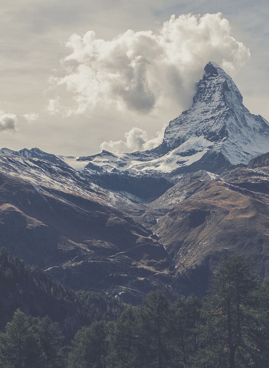 big, nature, mountains, view, sky, high, stone, forest, landscape HD wallpaper