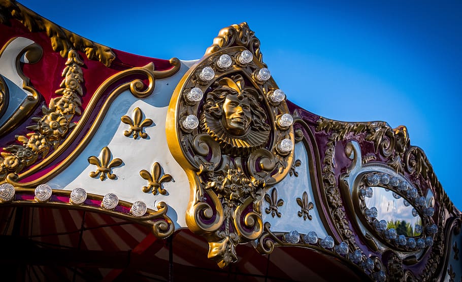 carnival, carnie, fair, merry-go-round, crest, lights, nomad, HD wallpaper