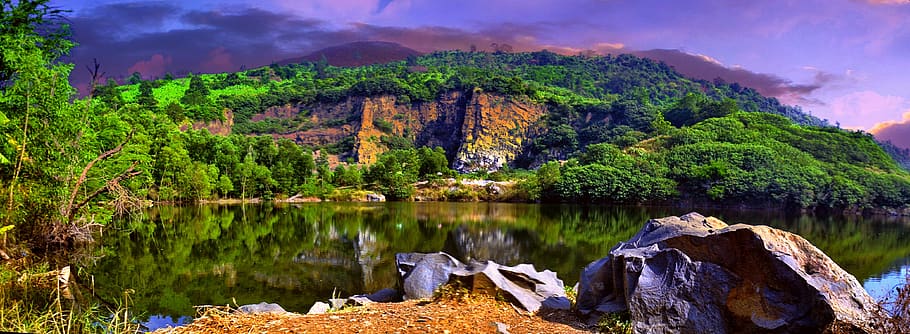 natural, lake, mountain, rock, soi ball, scenery, beauty, ma thien coo, HD wallpaper