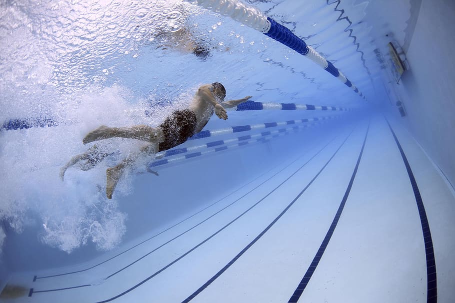 Man in the Swimming Pool, blue, competition, competitors, style HD wallpaper