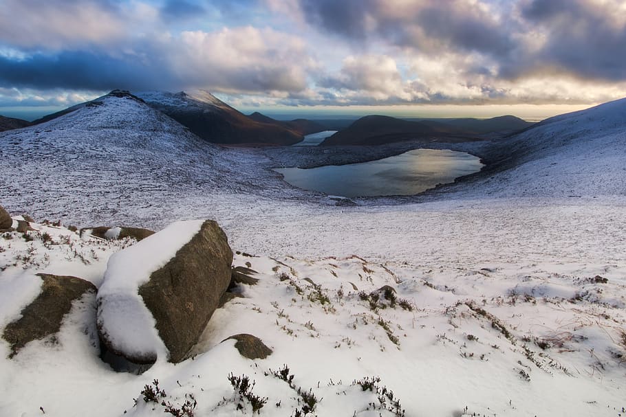Photo of Snow Covered Mountain, clouds, cloudy, cold, frosty HD wallpaper