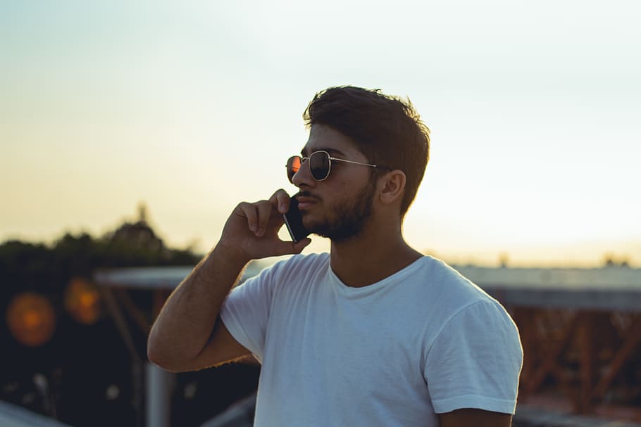 israel, afula, phone, sunglasses, man, nature, business, beard HD wallpaper