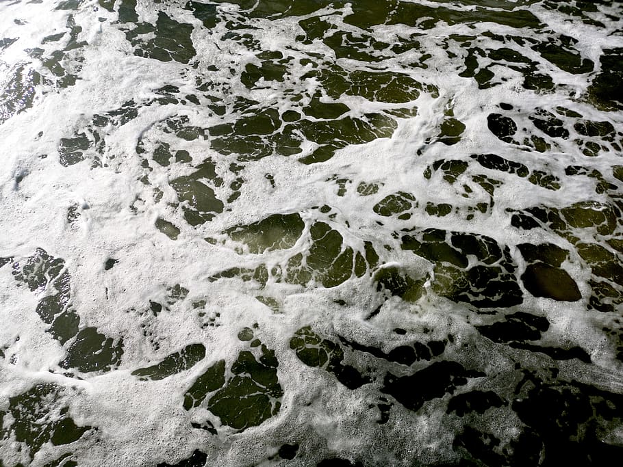 Baltic sea, water, wave, splash, bubble, ocean, looking down HD wallpaper