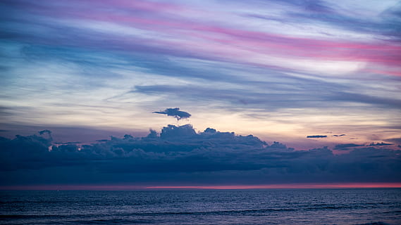 Photo Of Ocean And Sky, beach, clouds, dawn, daylight, desktop backgrounds HD wallpaper
