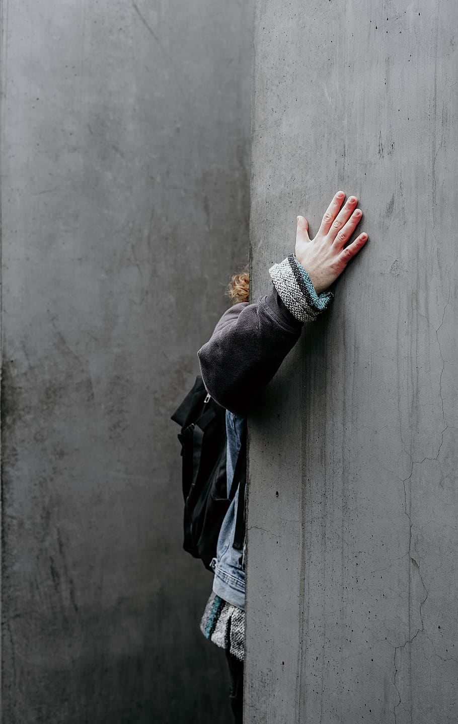 person touching gray wall, clothing, apparel, human, finger, handrail HD wallpaper