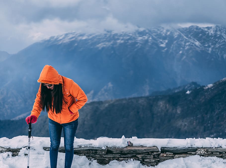clothing, apparel, jacket, coat, mountain, human, person, outdoors HD wallpaper