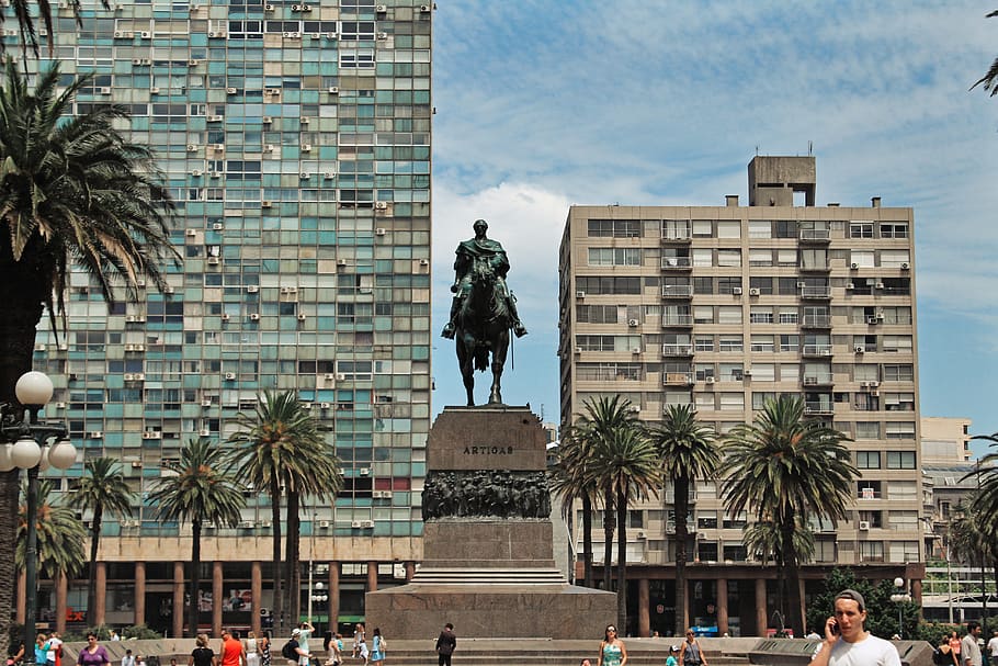 montevideo, uruguay, city, square, artigas, plaza independencia, HD wallpaper