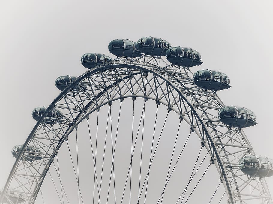 gray Ferris wheel, amusement park, london, london eye, united kingdom, HD wallpaper