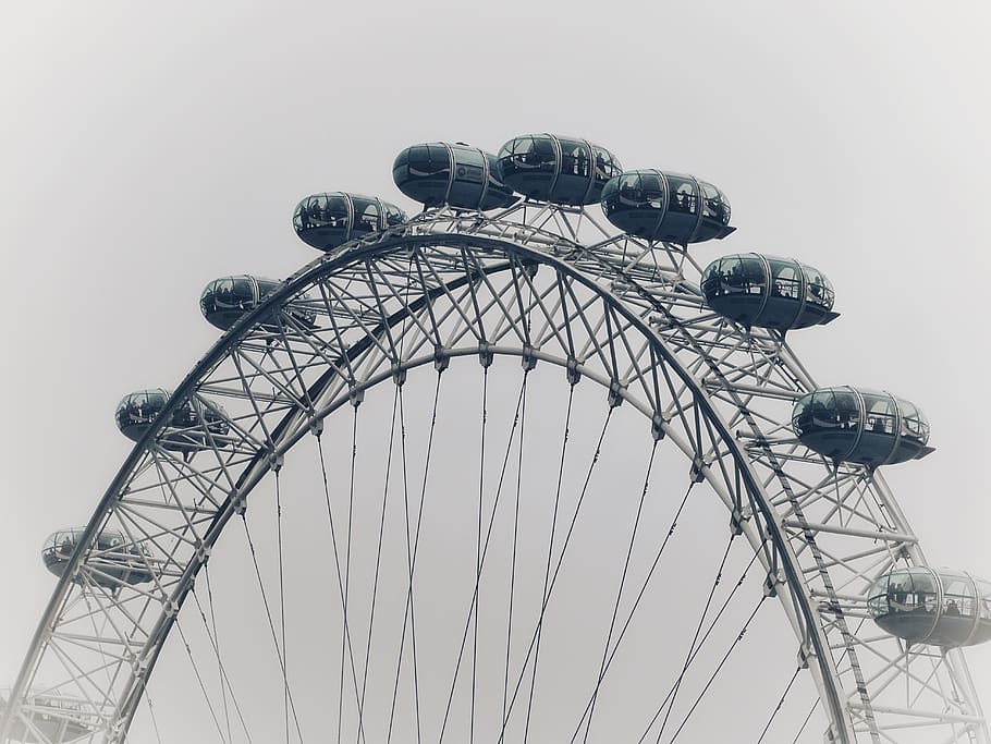 gray Ferris wheel, amusement park, london, london eye, united kingdom HD wallpaper