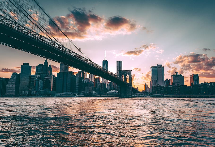 sunrise cityscape, building, bridge, nature, outdoors, urban HD wallpaper