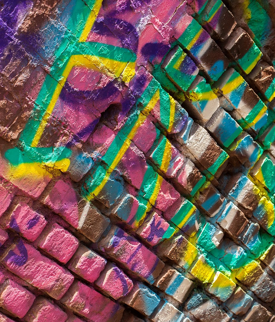 Writing on a painted brick wall., write, house, old, white, blue HD wallpaper
