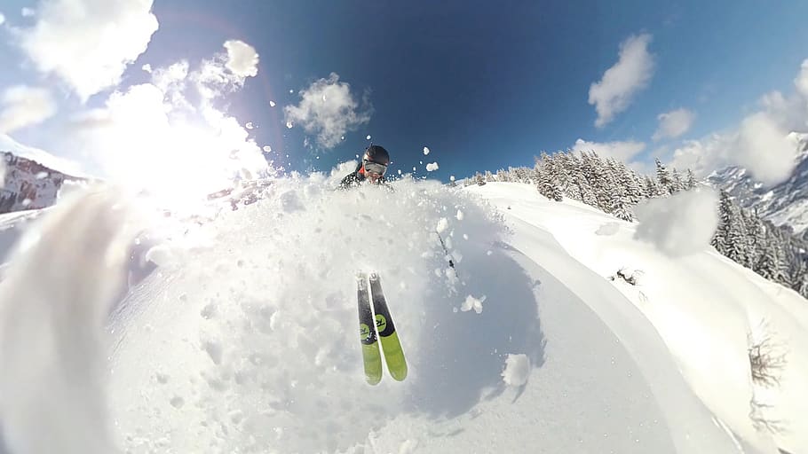Person Skiing, action, adventure, cold, daylight, downhill, fun HD wallpaper