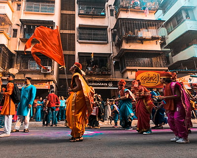 People Celebrating Near Building, action, celebration, ceremony HD wallpaper