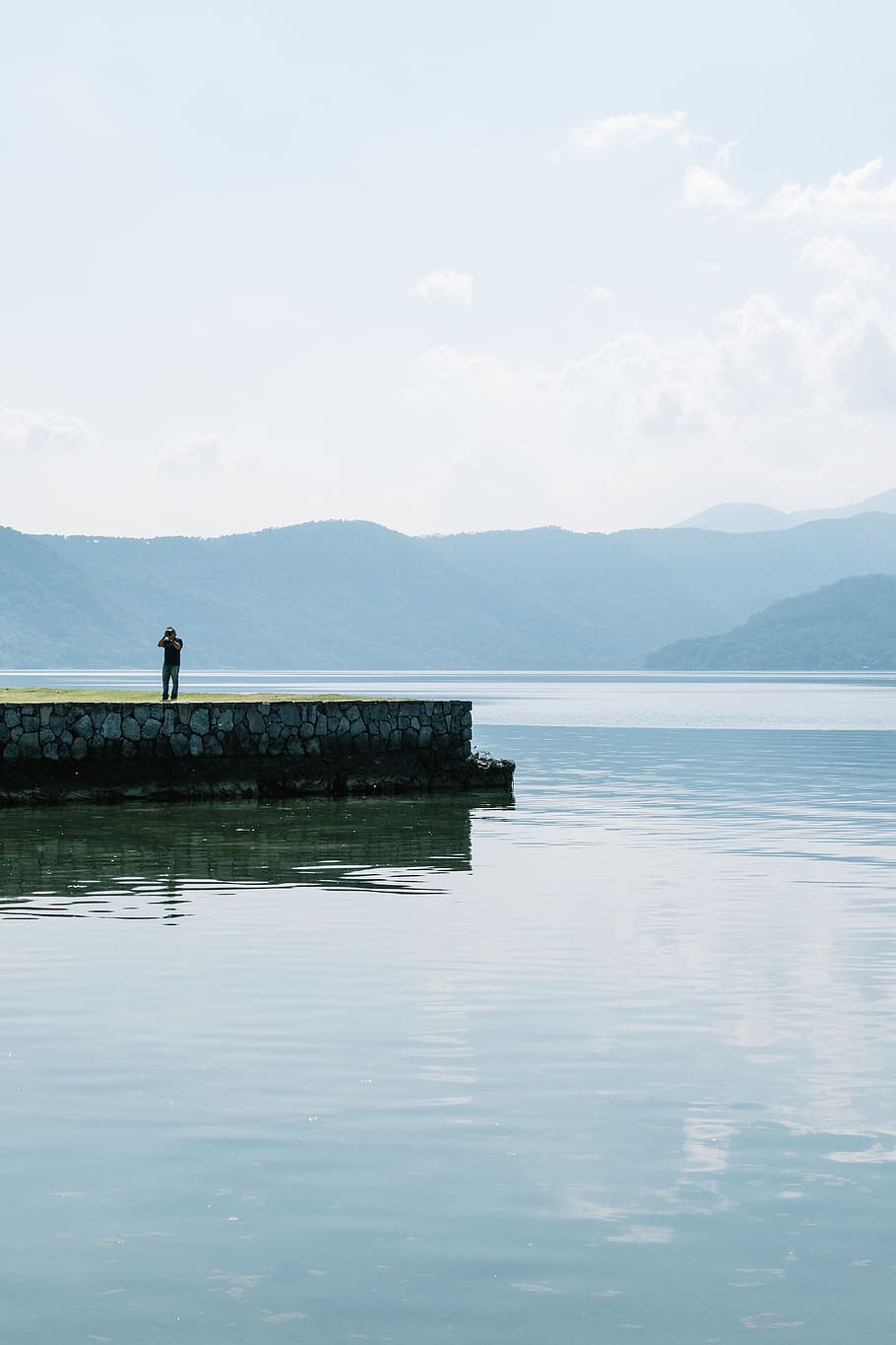 person standing on deck, water, outdoors, sea, ocean, nature HD wallpaper