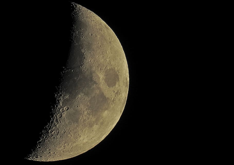 crescent moon illustration, space, night, astronomy, sky, moon surface HD wallpaper