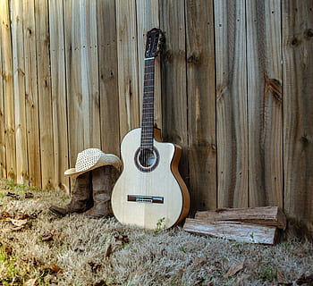 brown classical guitar, musical instrument, leisure activities HD wallpaper