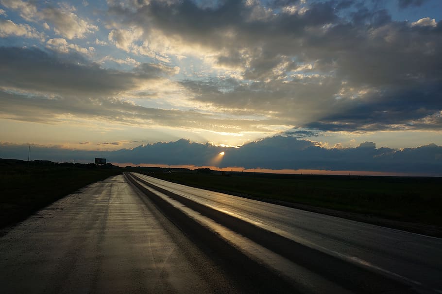 road, sunset, landscape, twilight, ways, journey, cloud - sky HD wallpaper