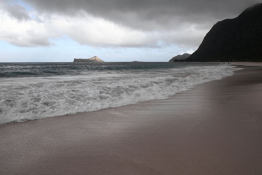 sea, cloud, hawaii, beach, land, cloud - sky, water, beauty in nature HD wallpaper