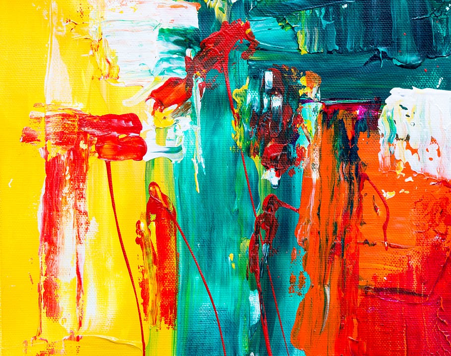abstract painting, modern art, paint container, surface, color HD wallpaper
