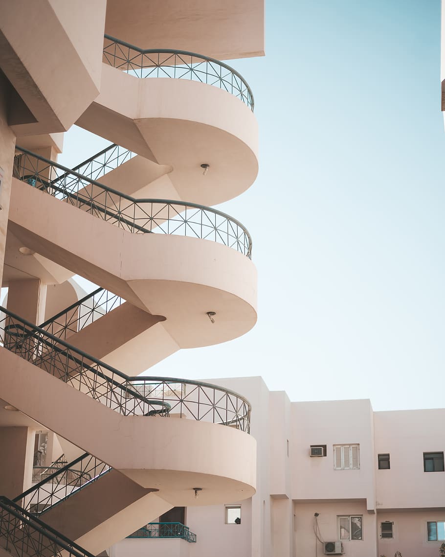 Staircase, architecture, stairs, built structure, building exterior HD wallpaper