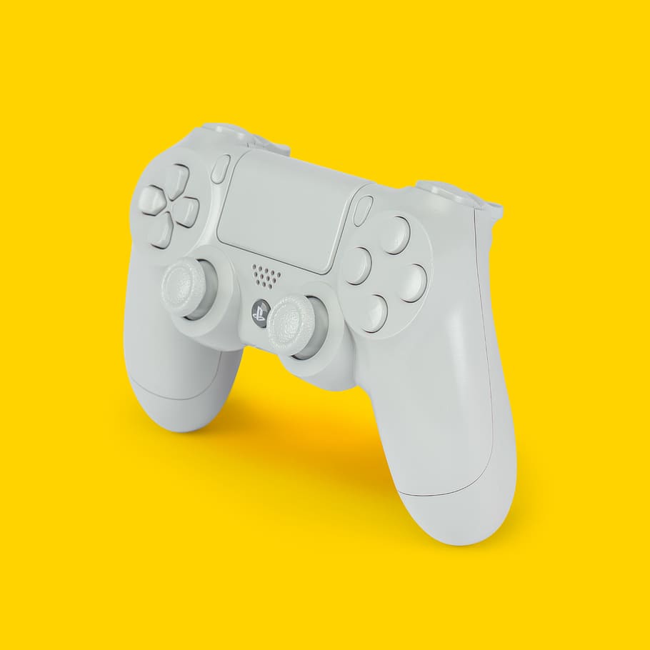 white PS4 dualshock 4, minimal, game, gamer, gaming, controller