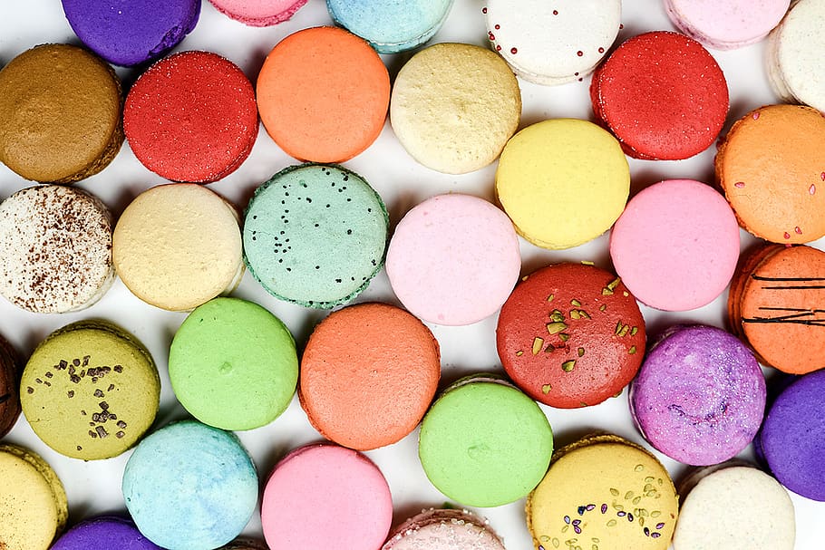 assorted-color macaroons, multi colored, choice, large group of objects HD wallpaper