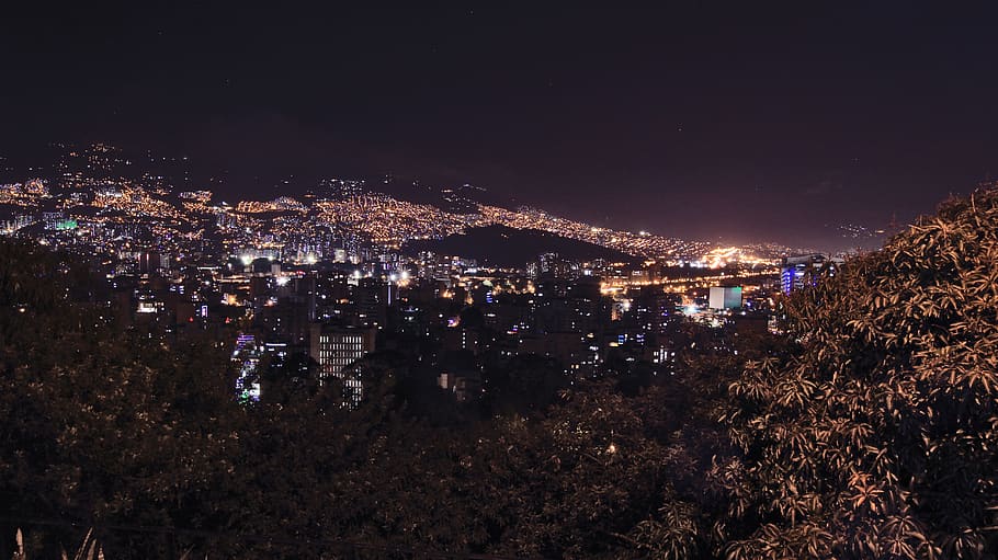 Medellin, Nocturna, Fotografia, Ciudad, night, architecture, HD wallpaper