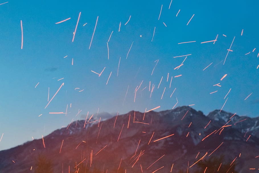 mountain during daytime, plant, leaf, outdoors, paper, confetti HD wallpaper