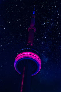 Low-angle Photo of Lighted Tower during Night, architecture, astronomy HD wallpaper