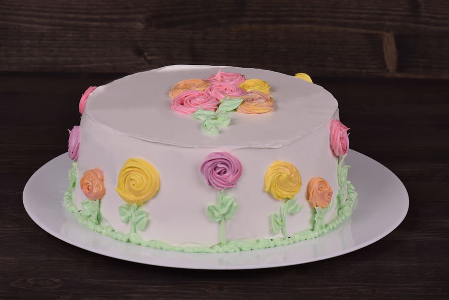 cake, sweet, wedding, celebration, cream, plate, food, birthday HD wallpaper