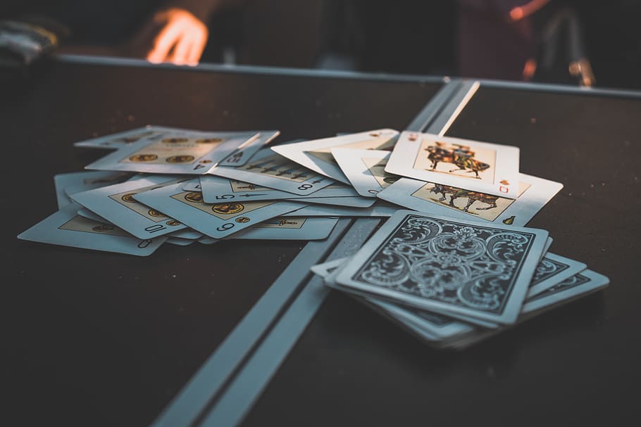 playing cards on the table, arts culture and entertainment, indoors HD wallpaper