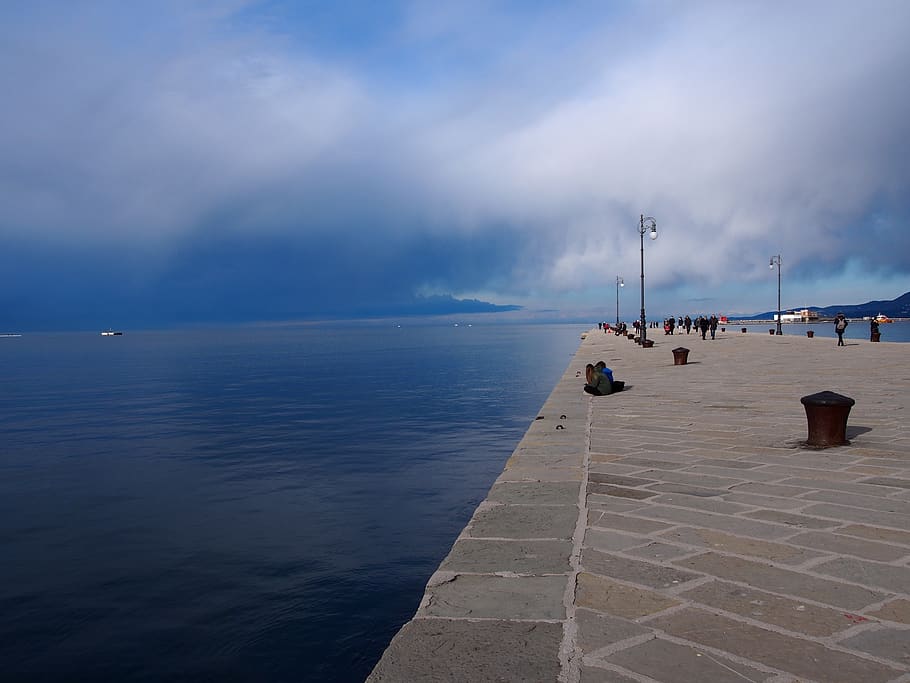 italy, trieste, seaside, mystic situation, before thunderstorm, HD wallpaper