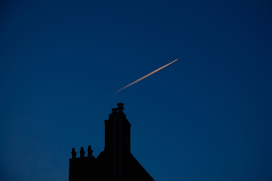 netherlands, amsterdam, plane, night, sky, copy space, blue HD wallpaper