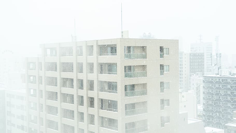 white painted building, city, high rise, urban, town, office building HD wallpaper