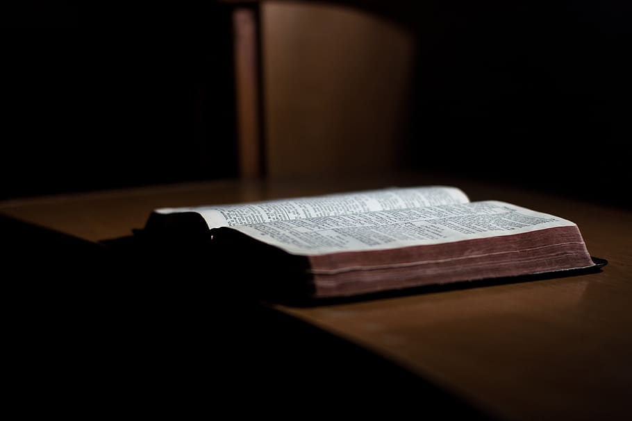Close-up of Paper Against Black Background, bible, christian