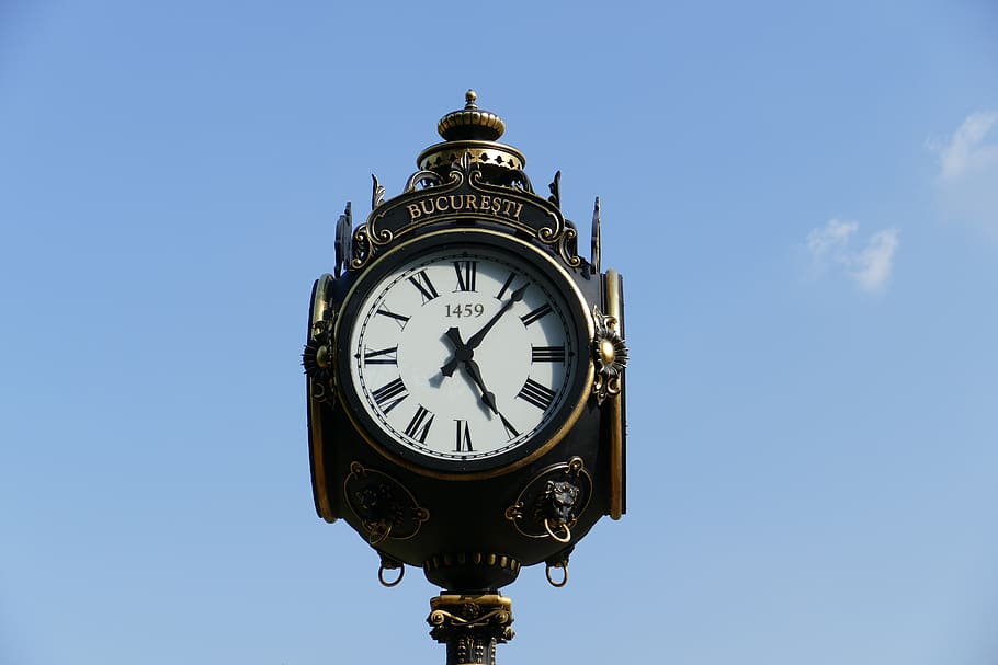 clock, time, pointer, hour, bucharest, romania, capital, historically HD wallpaper