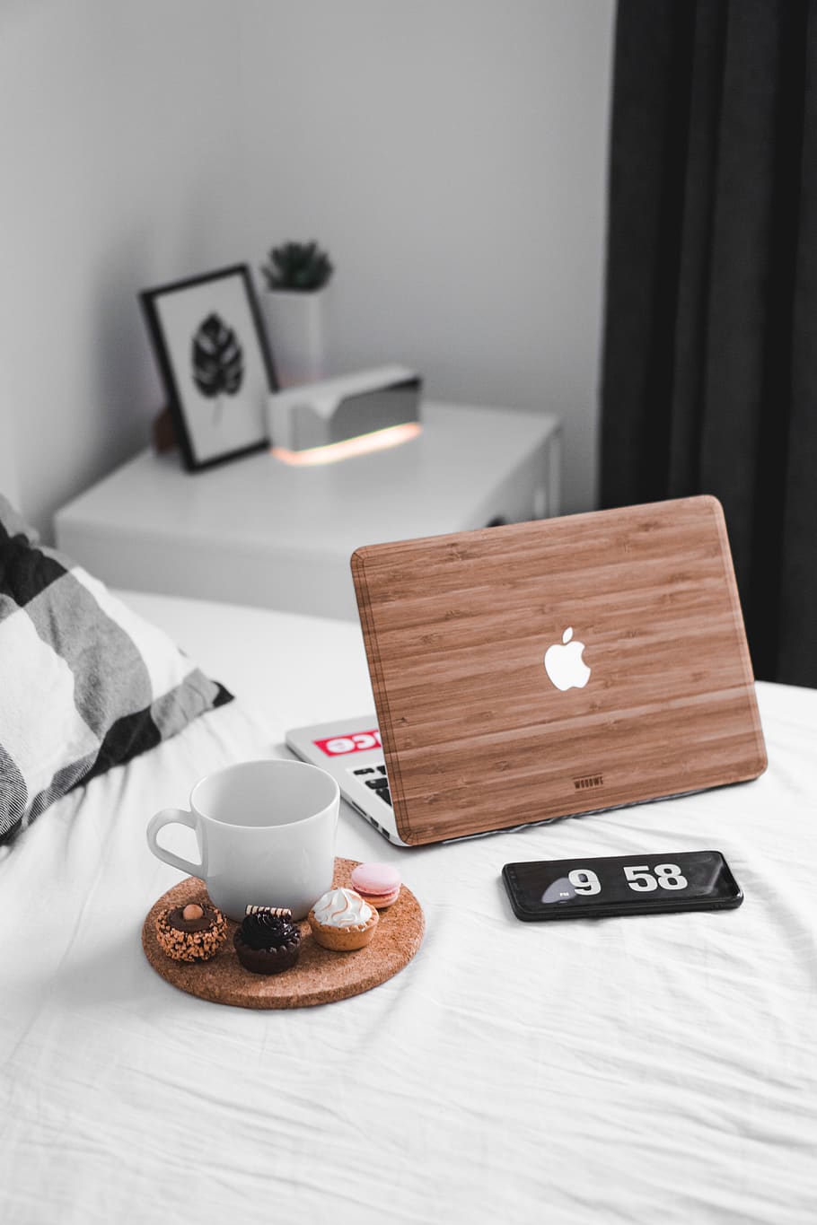 MacBook beside white mug, food and drink, cup, table, coffee cup HD wallpaper