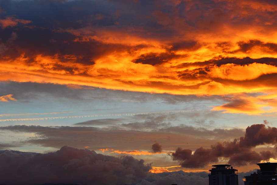 orange, sky, sunset, clouds, cloud - sky, scenics - nature HD wallpaper